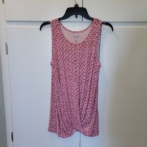 Women's Sleeveless Pink and Orange Patterned Top
